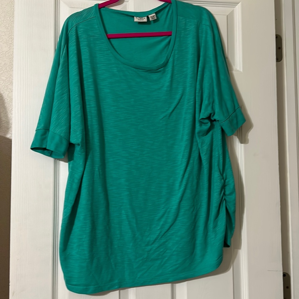 Teal long blouse with cinched sides size 26-28